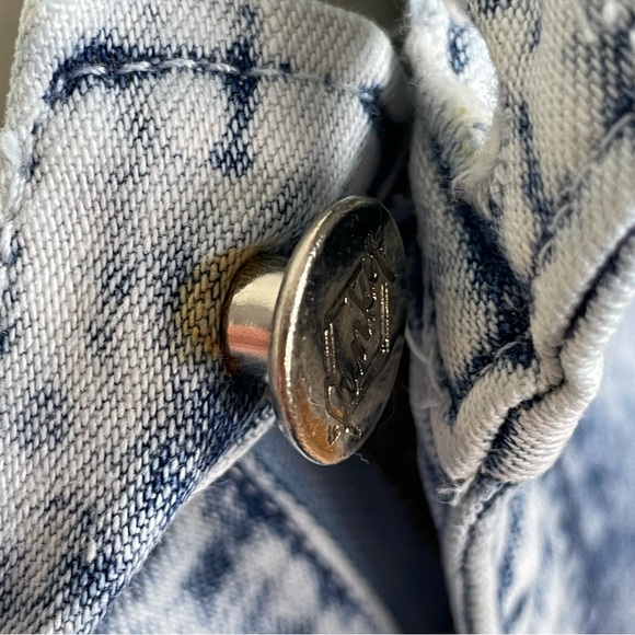 Vintage 80s Denim Skirt Lace Trim Acid Wash Retro Jean Skirt Pencil Cotton - Picture 10 of 16